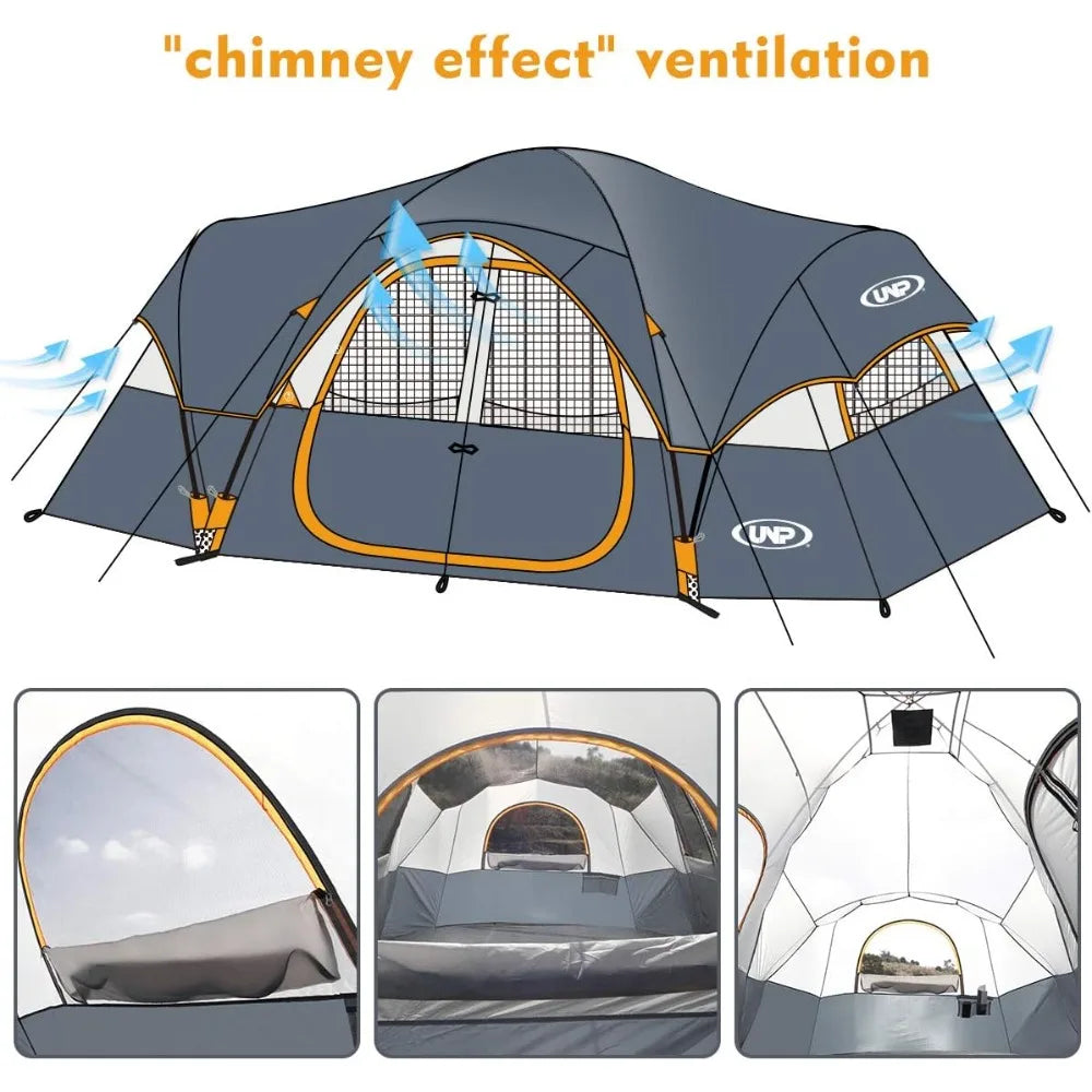 Camping Tent 10-Person-Family Tents,Gray
