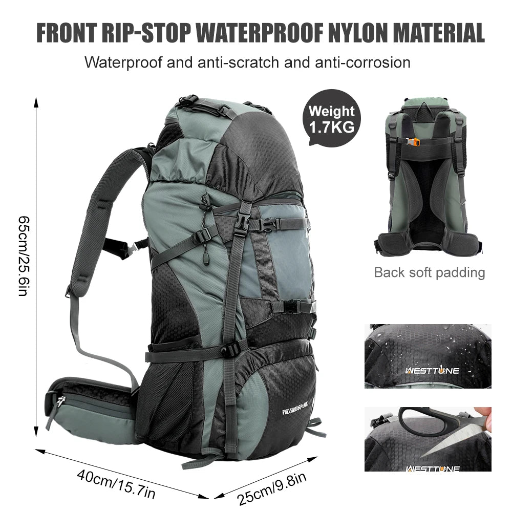 Backpack with Rain Cover Outdoor Hiking Camping