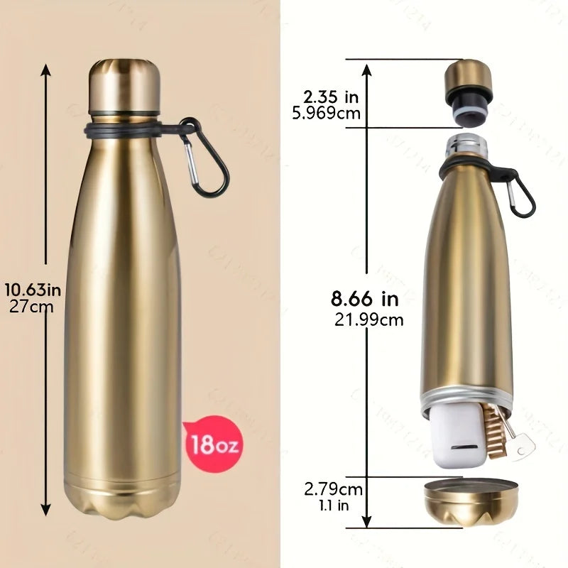 Stainless Steel Water Bottle Safe for Keys and Valuables