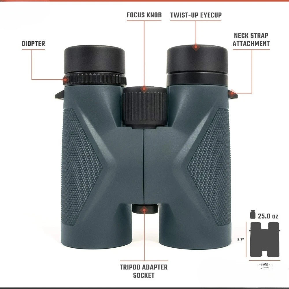 8x42 UHD Gray Binocular Glass High-Powered