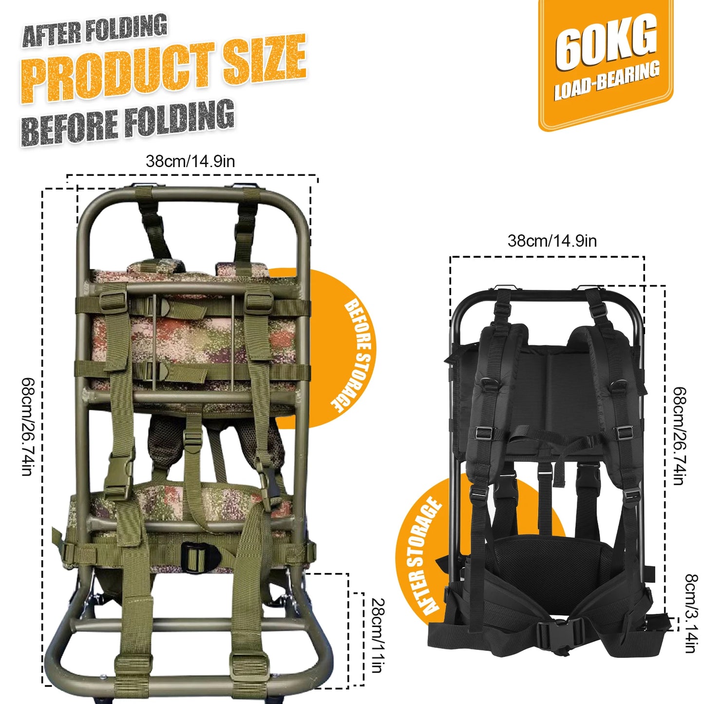 Backpack External Frame Heavy Carrying Bag