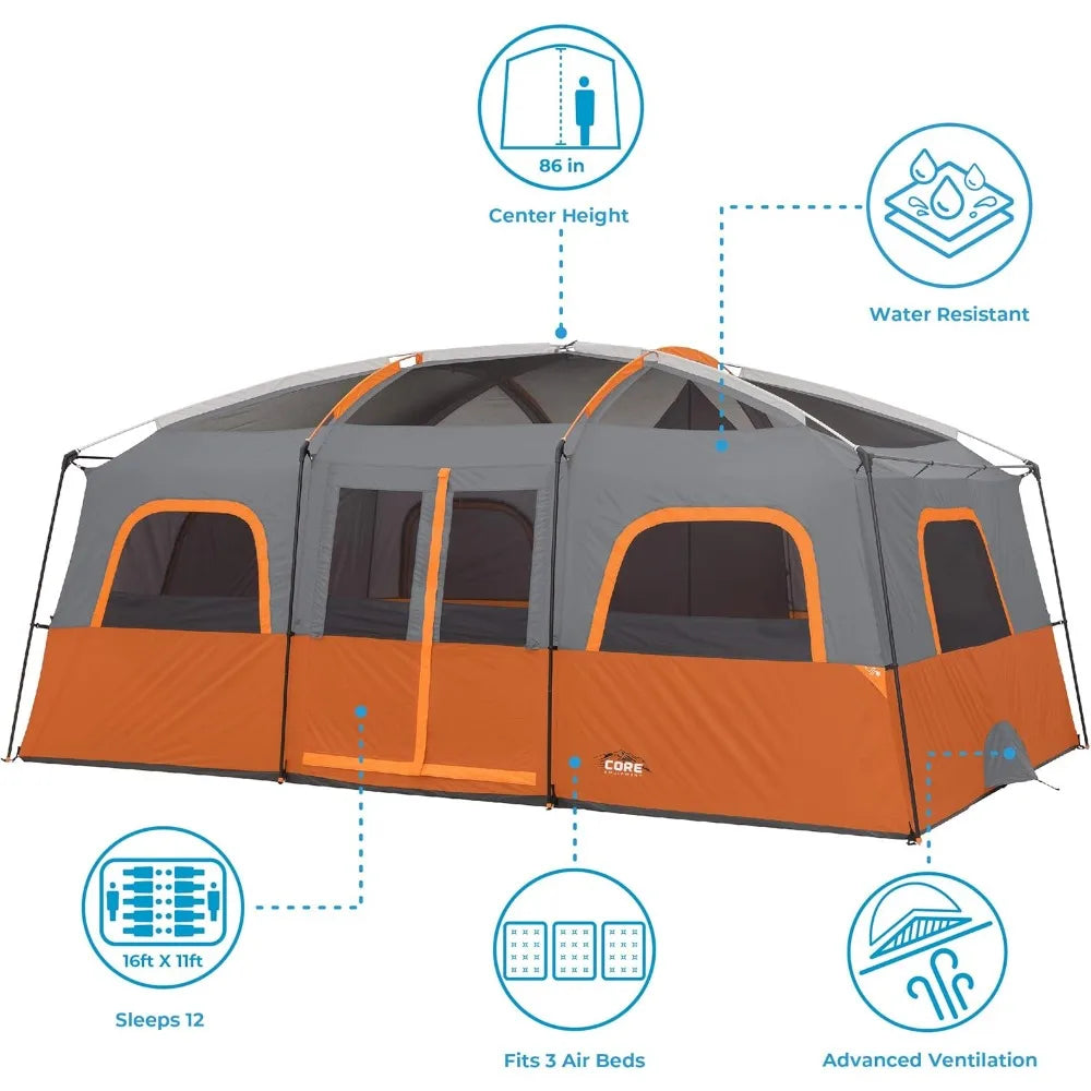 Family Camping 12 Person Large Cabin Tent for Camping