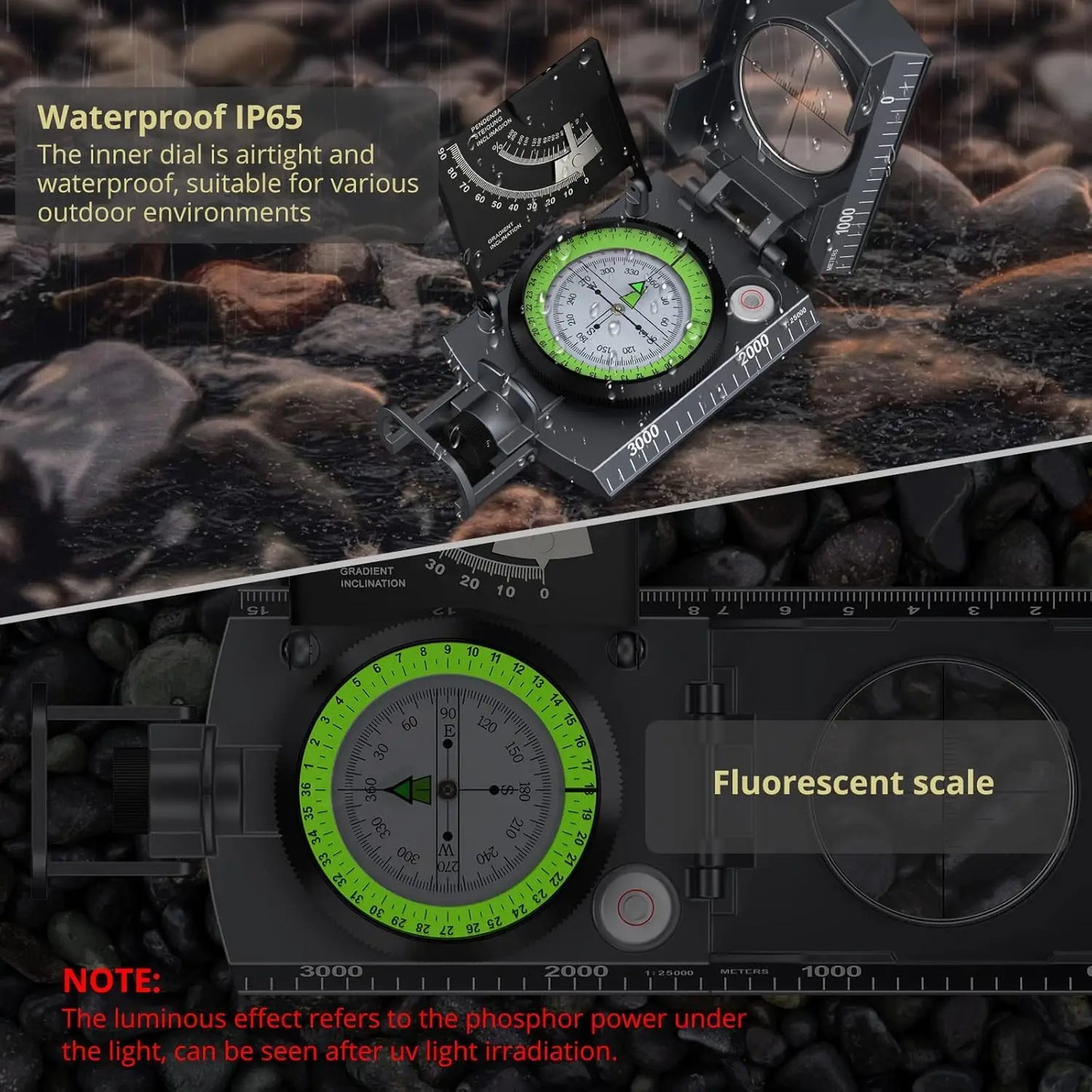 Waterproof Metal Compass with Clinometer