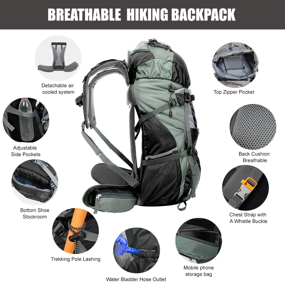 Backpack with Rain Cover Outdoor Hiking Camping