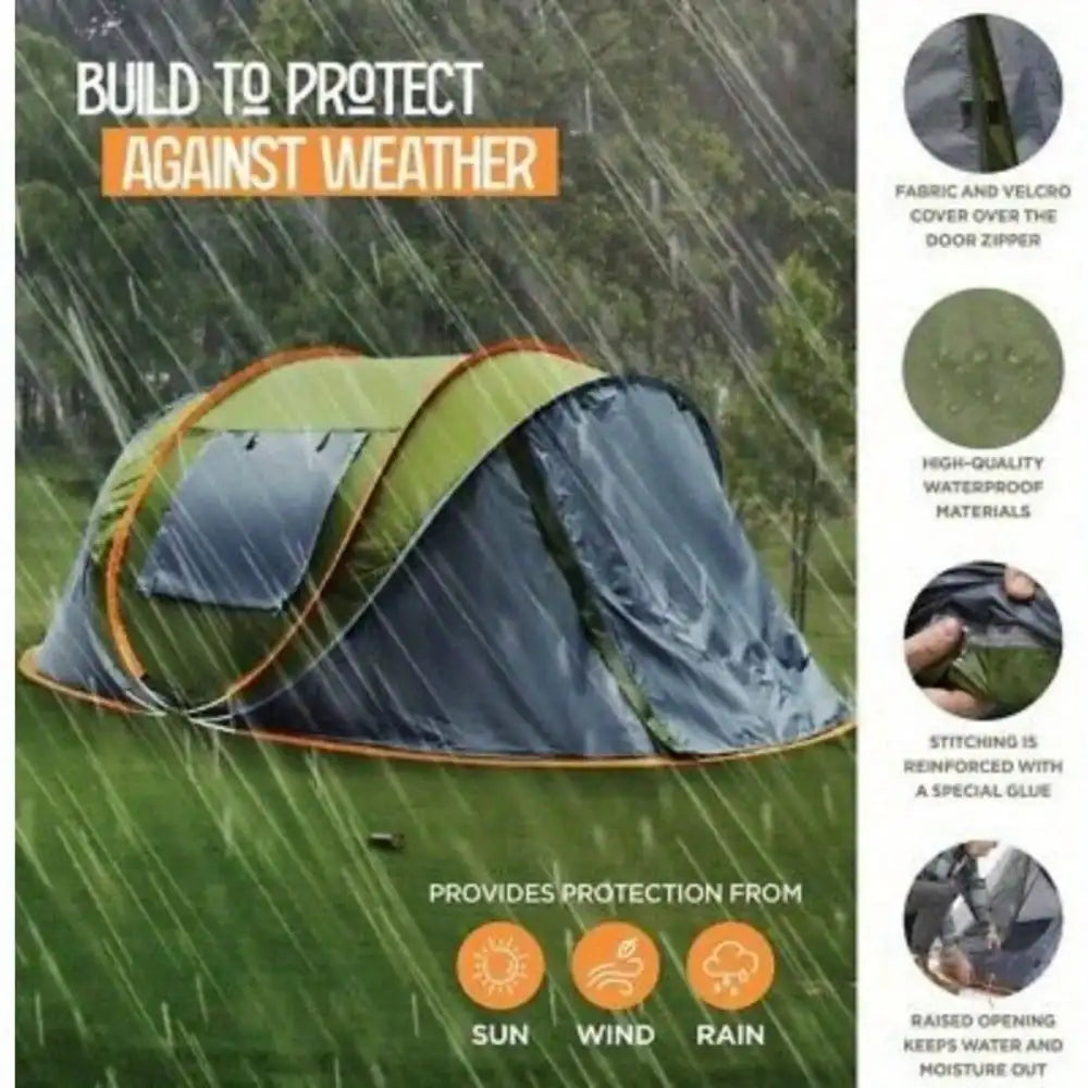 Pop Up Camping Tent 2 Doors Waterproof
