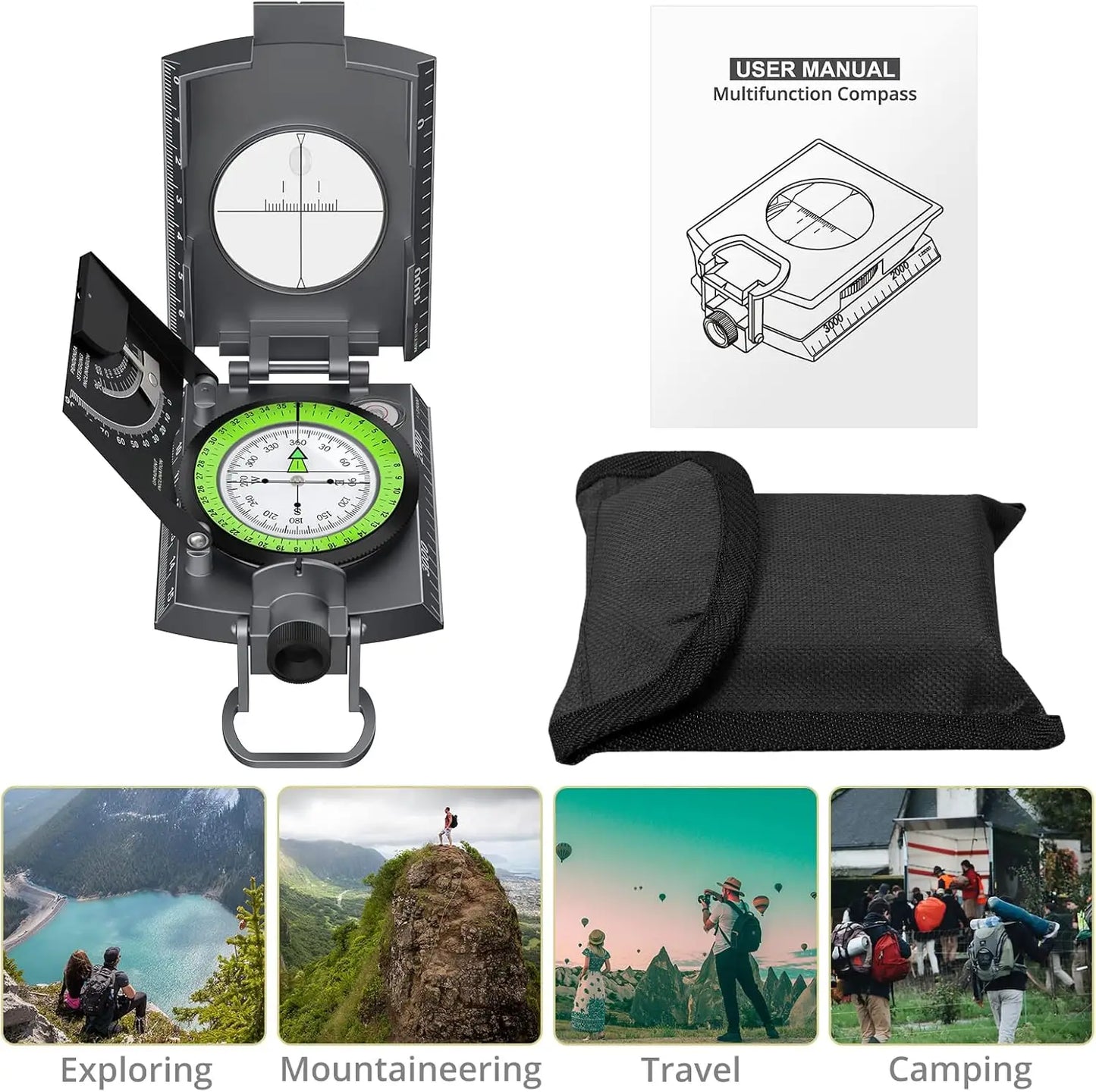 Waterproof Metal Compass with Clinometer