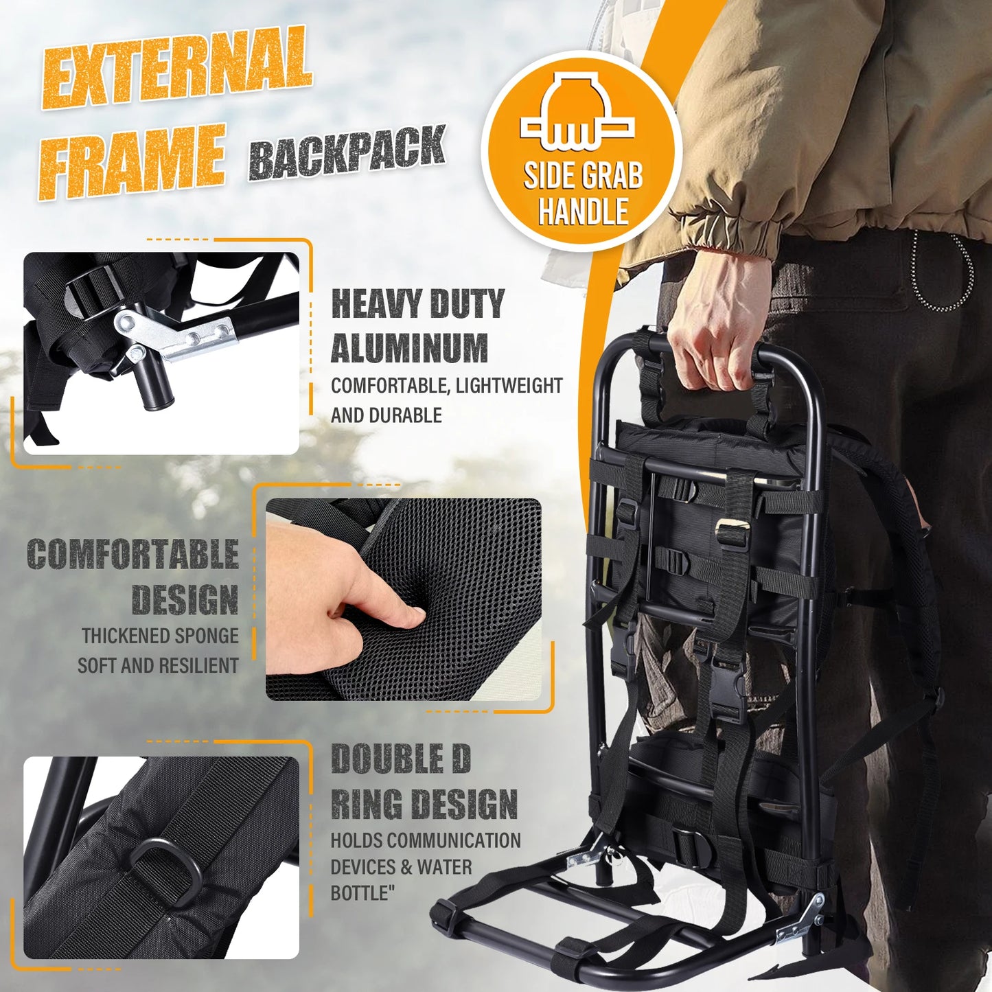 Backpack External Frame Heavy Carrying Bag