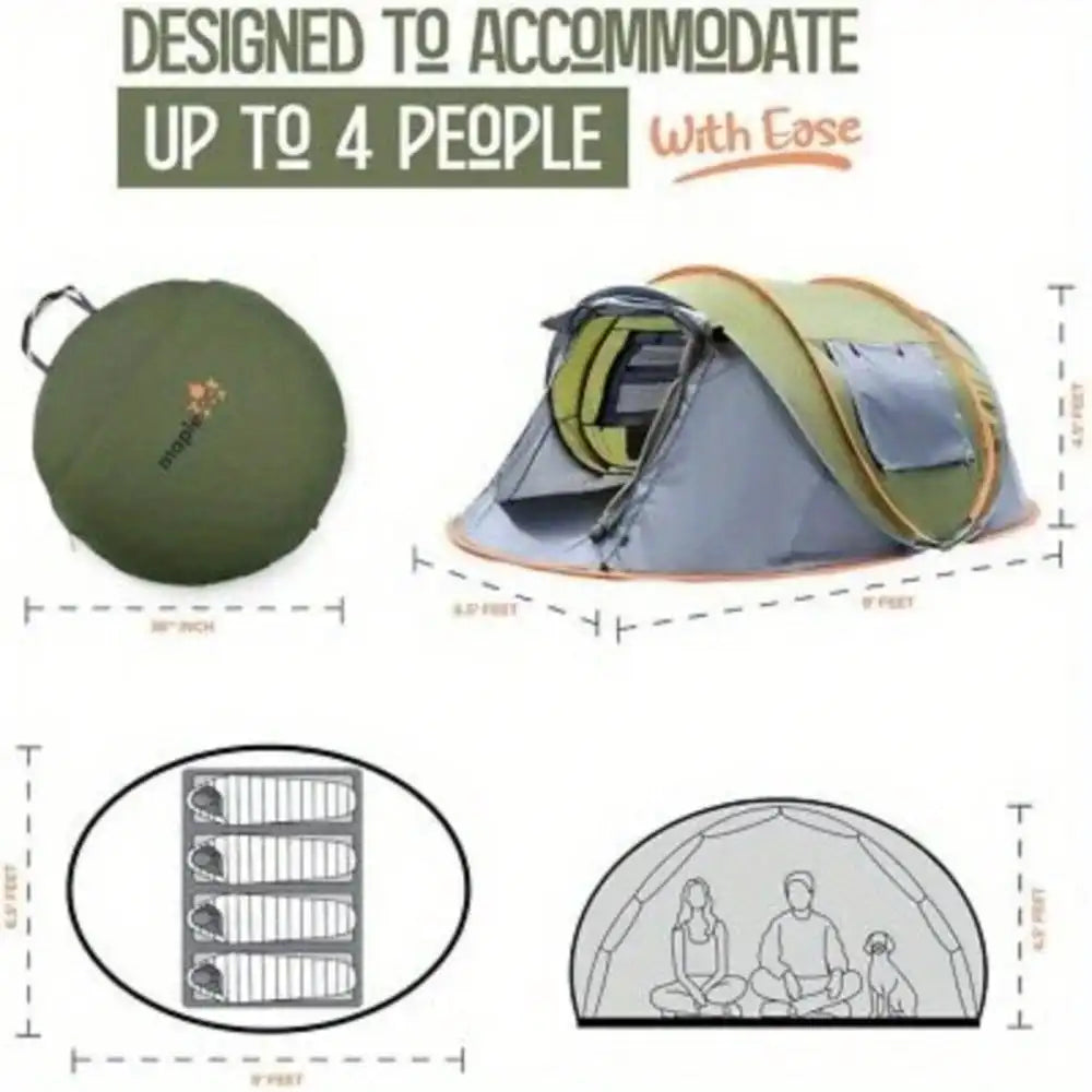 Pop Up Camping Tent 2 Doors Waterproof