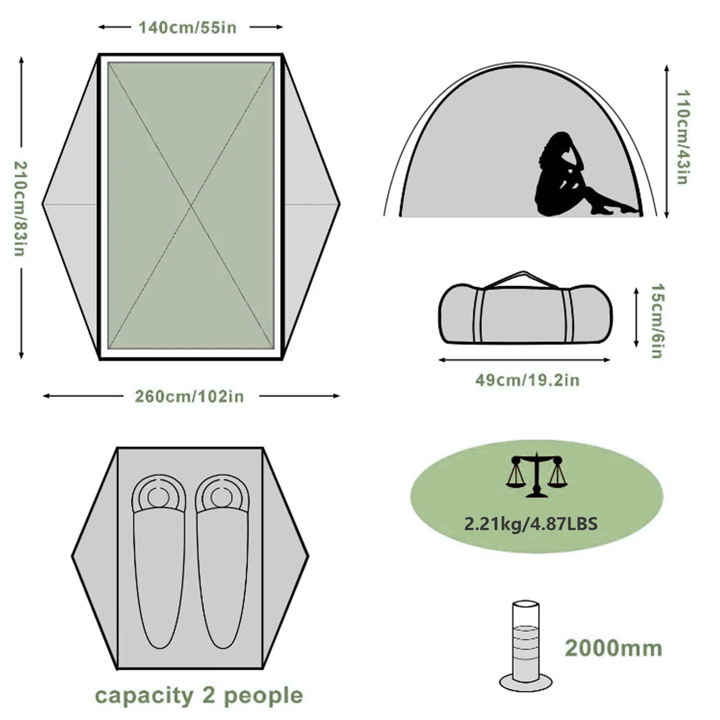 Ultralight Outdoor 2 Person Camping Tent