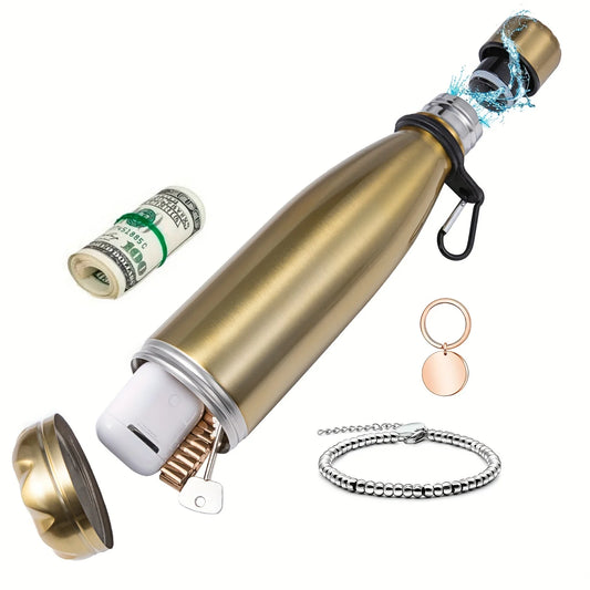 Stainless Steel Water Bottle Safe for Keys and Valuables