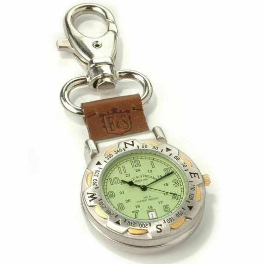 MultiFunction Compass Leather Pocket Watch