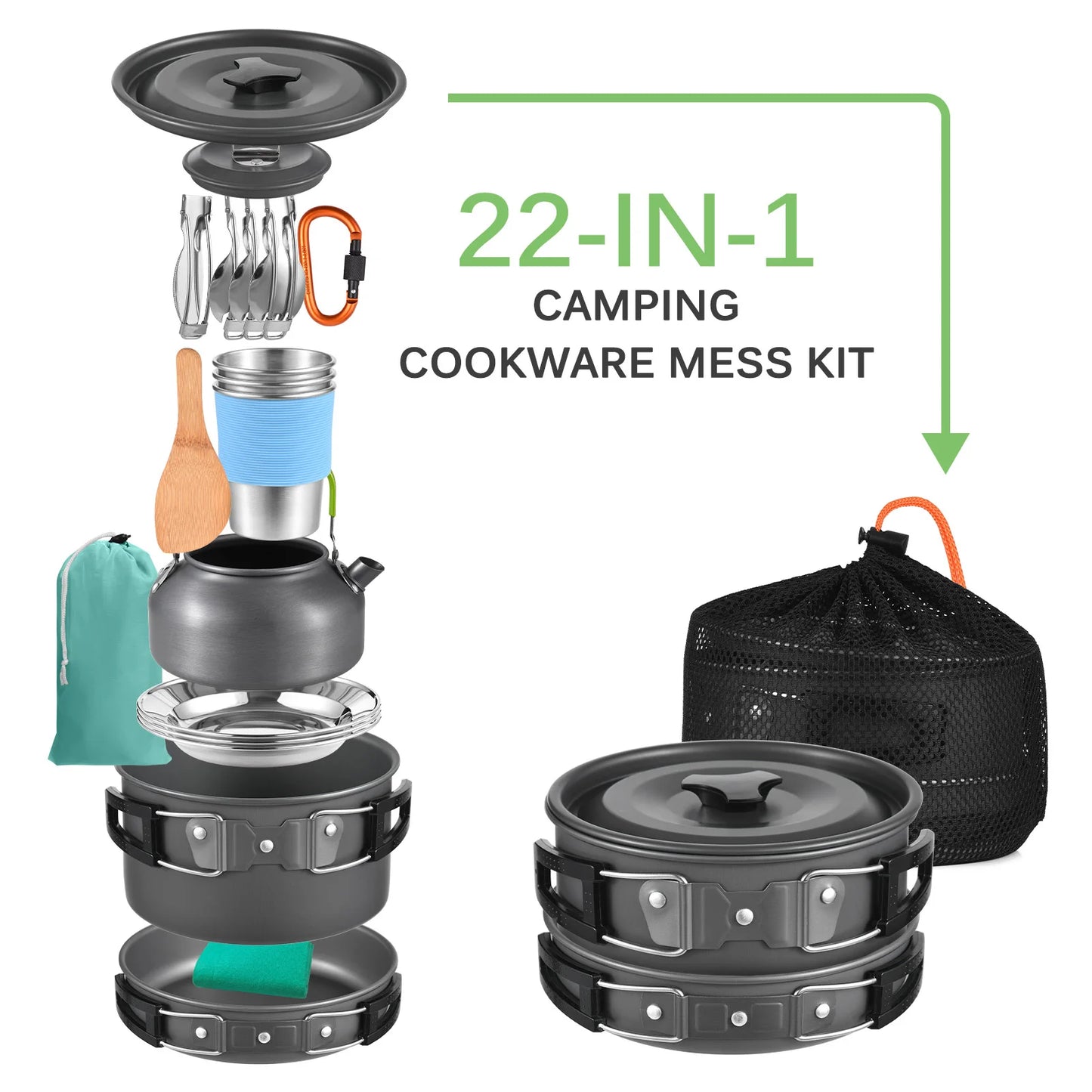 Backpacking Cookware Set Portable Aluminum