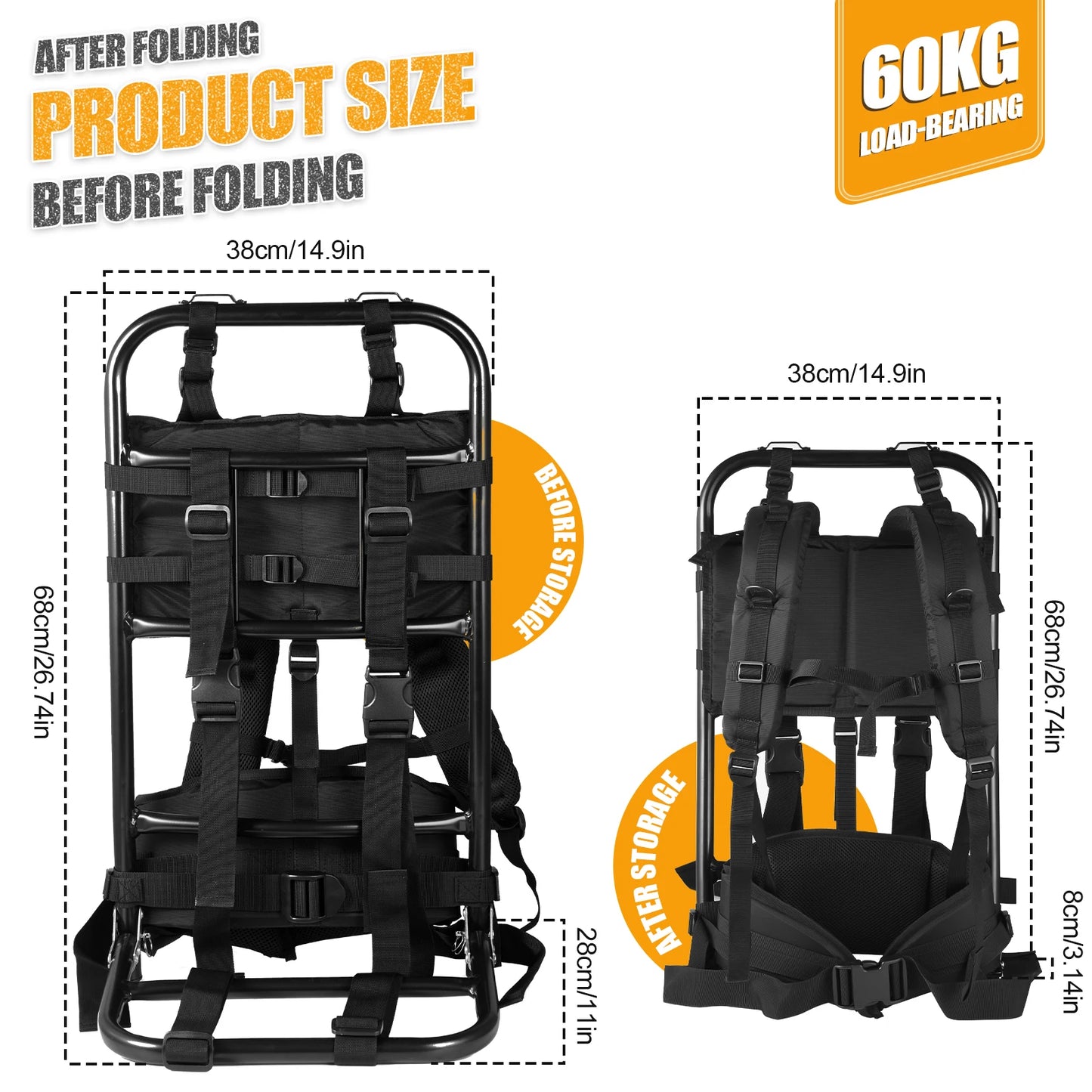 Backpack External Frame Heavy Carrying Bag