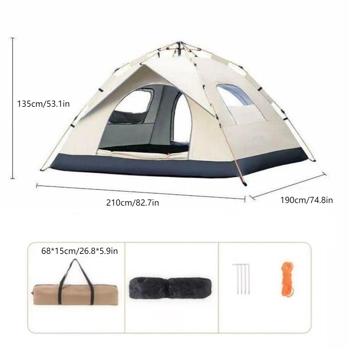 Outdoor shelter Sunshade 2 doors and 2 windows