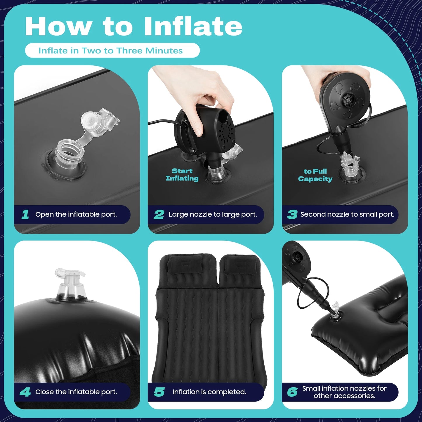 Inflatable SUV Air Mattress Sleeping Bed  w/ Air Pump