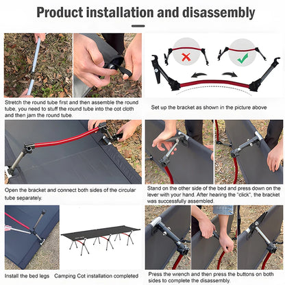 Portable Folding Camping Cot with Leg Extenders