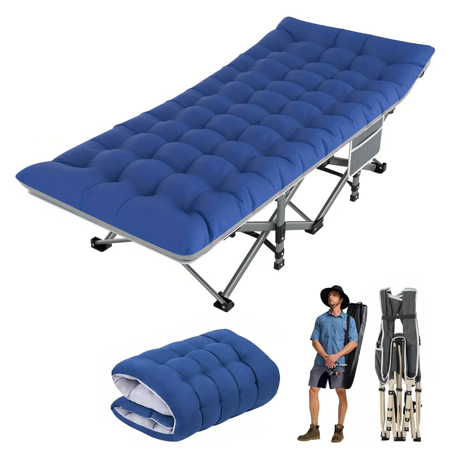 Folding Camping Cot Heavy Duty 200KG Bearing