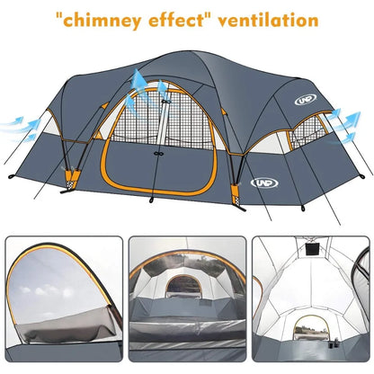 Camping Tent 10-Person-Family Tents,Gray