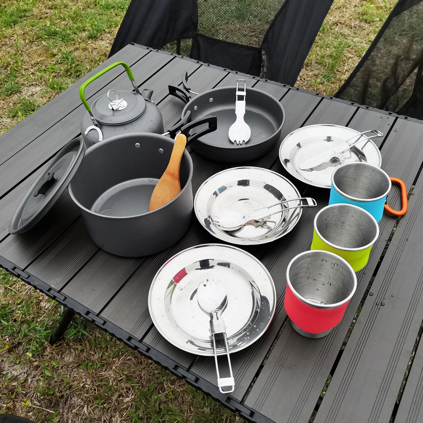 Portable Aluminum Cookware Camping Ser