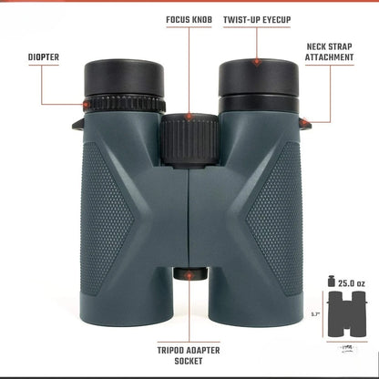 8x42 UHD Gray Binocular Glass High-Powered
