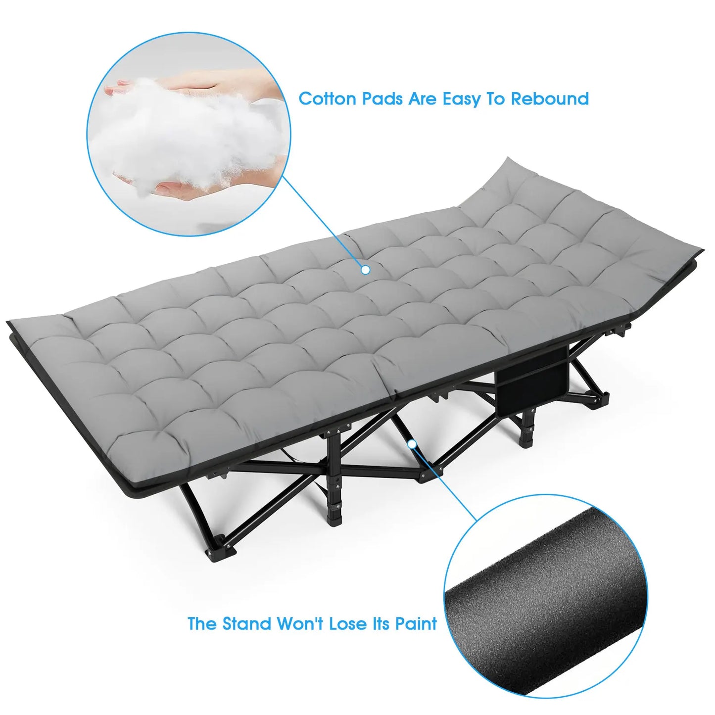 Folding Camping Cot Heavy Duty 200KG Bearing