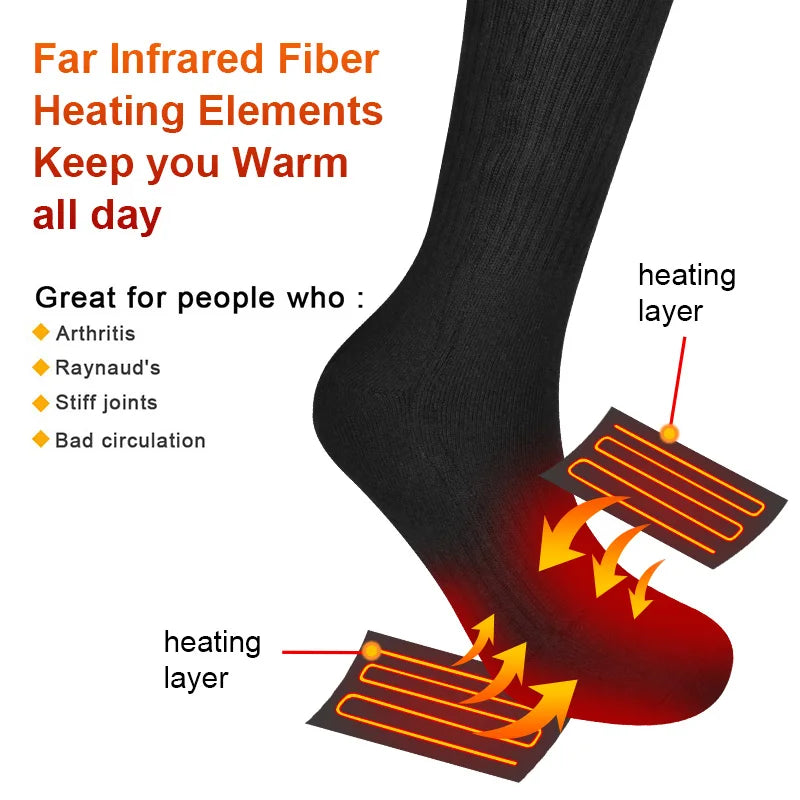 Rechargeable Heated Winter Ski Socks 2200mah