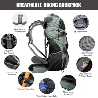 Backpack with Rain Cover Outdoor Hiking Camping