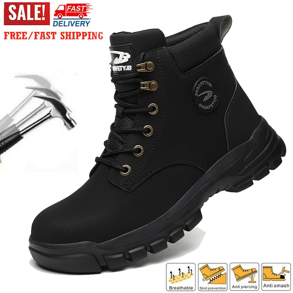 High Top Hiking Boots Steel Toe for Men