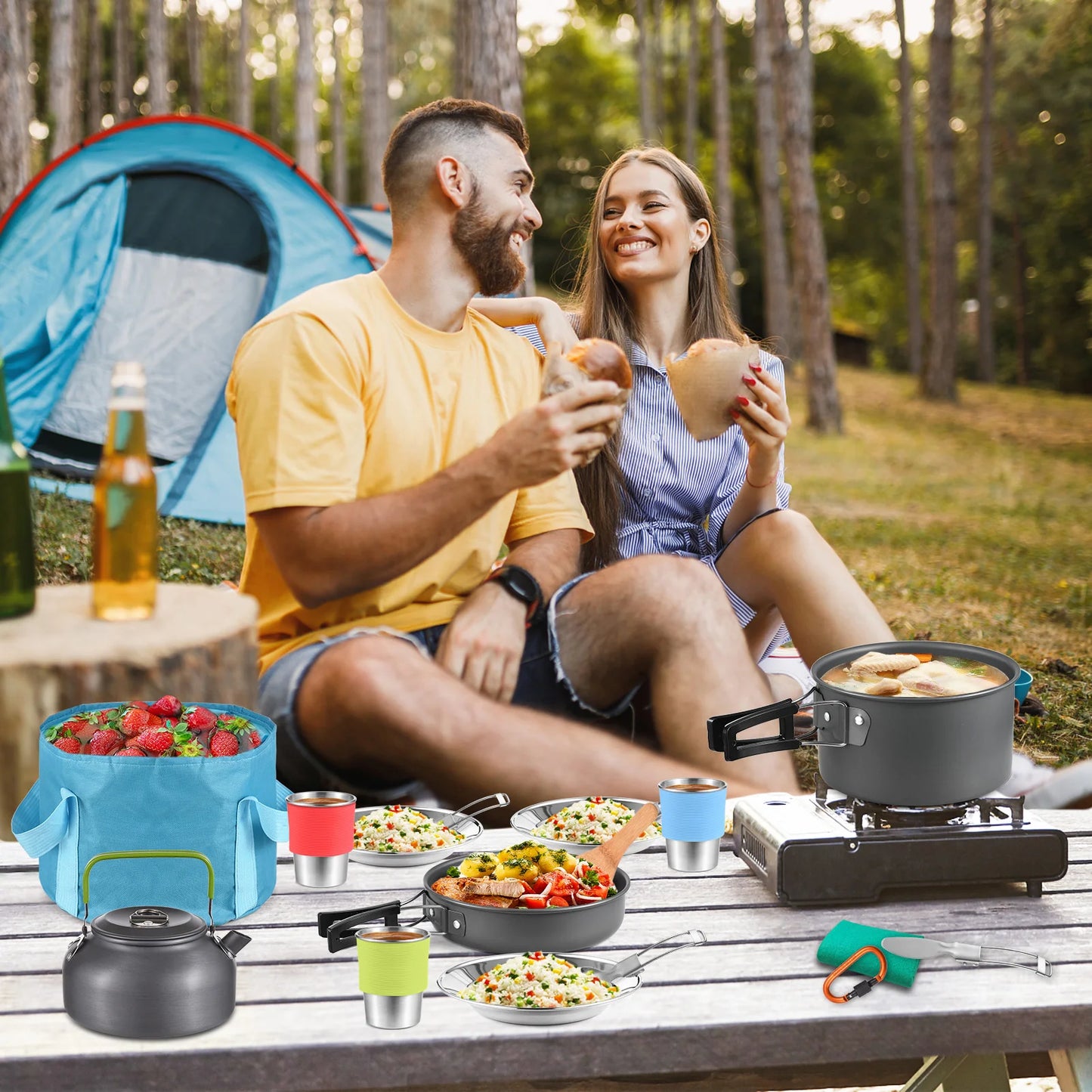 Portable Aluminum Cookware Camping Ser