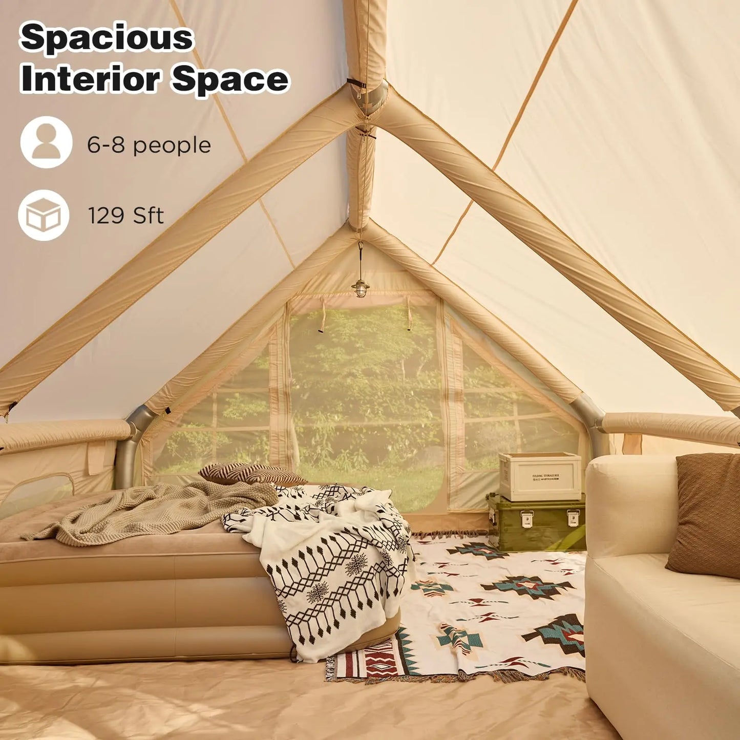Large Inflatable Camping Tent 129 Square Feet