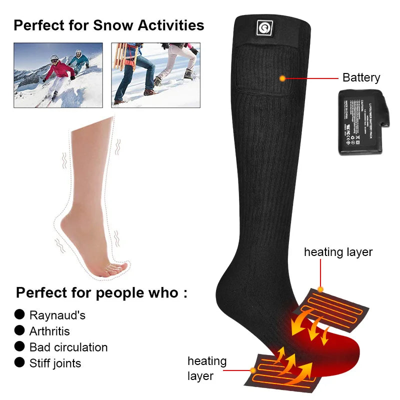 Rechargeable Heated Winter Ski Socks 2200mah