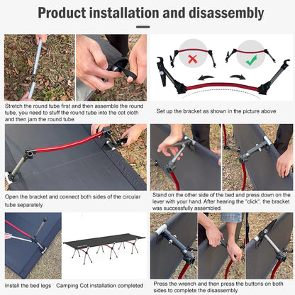 Portable Folding Camping Cot with Leg Extenders
