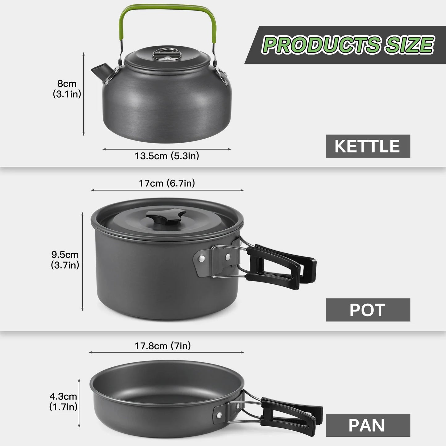 Portable Aluminum Cookware Camping Ser