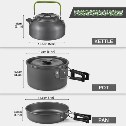 Portable Aluminum Cookware Camping Ser