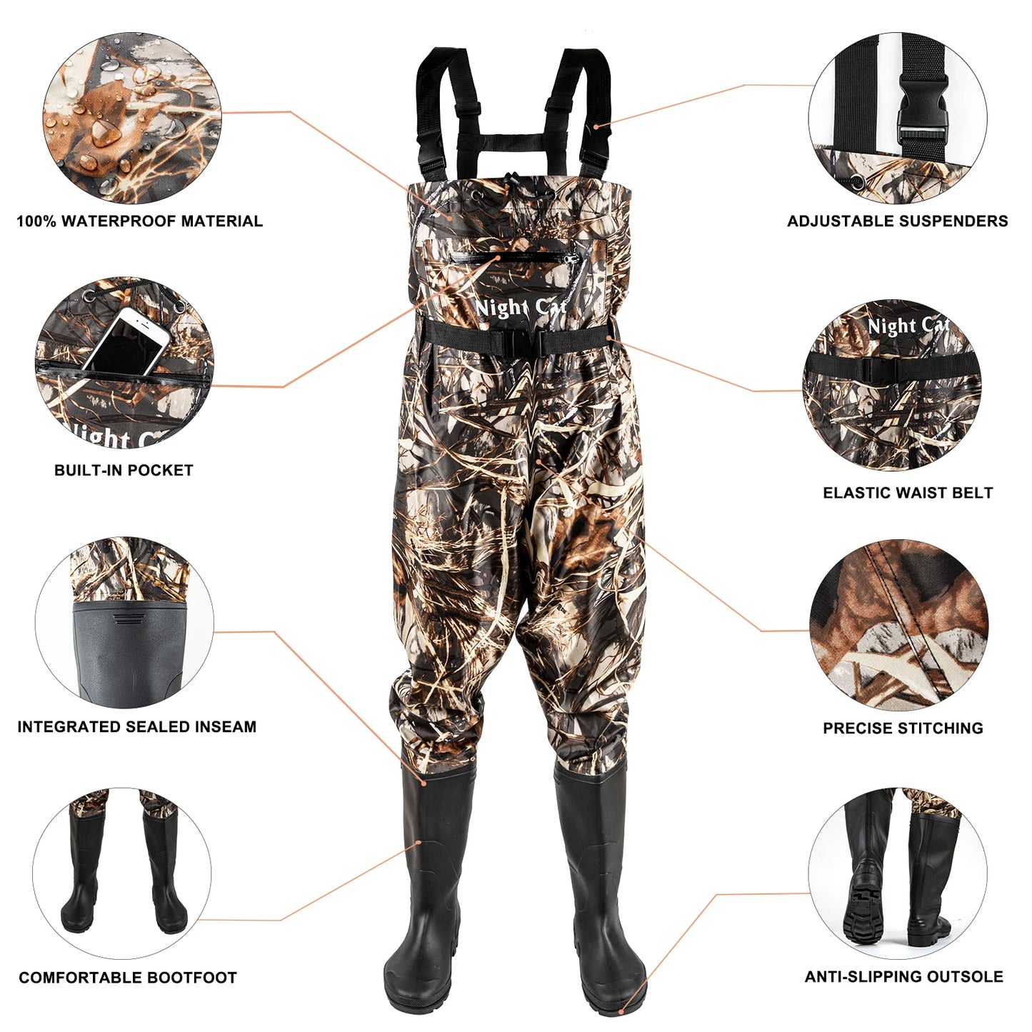 Men's Waders with Boots Waterproof Chest Wader